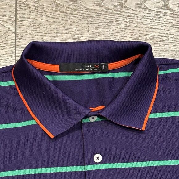Ralph Lauren RLX Purple Green Golf Polo Shirt Mens XL Preppy Casual Athletic - Picture 1 of 8